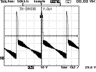 テレビの垂直出力電圧のオシロスコープ波形