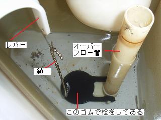 水洗トイレのフロートバルブ部