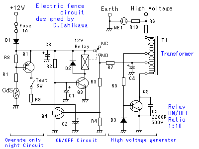 発振式電気柵の回路図